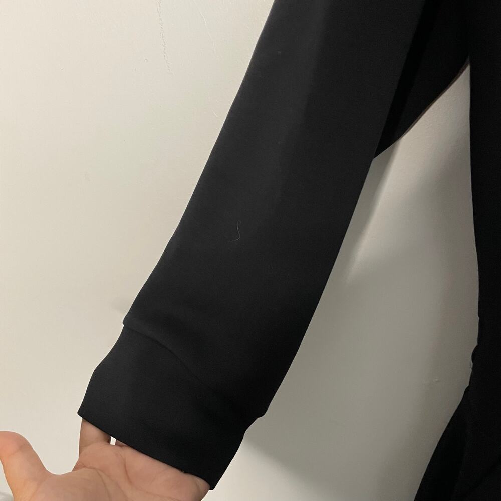 SPANX AirEssentials Jumpsuit 1X Petite Black Long Sleeve Wide Leg Drawstring - Picture 6 of 11